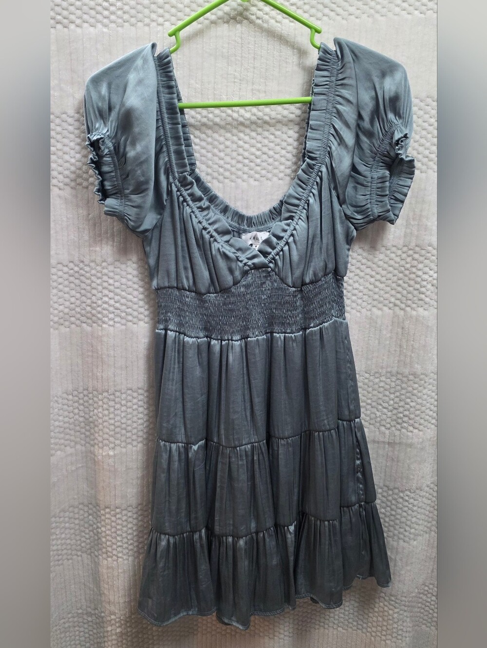 Mable satin tiered mini dress